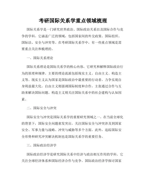 考研国际关系学重点领域梳理