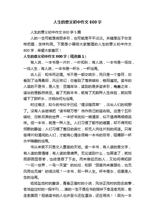 人生的意义初中作文800字