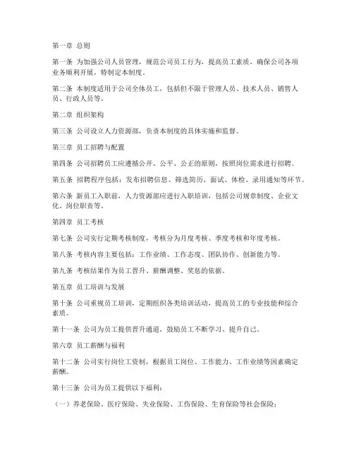 地产公司人员管理制度