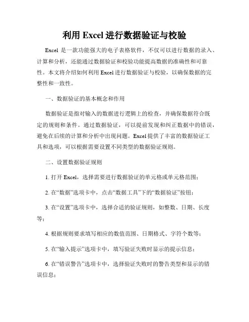 利用Excel进行数据验证与校验