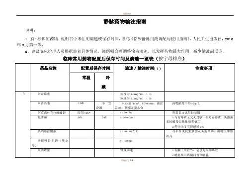静脉药物输注指南