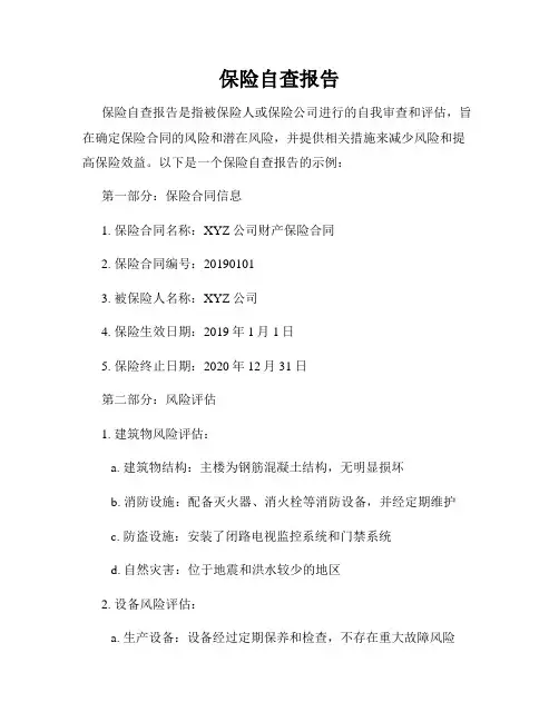 保险自查报告
