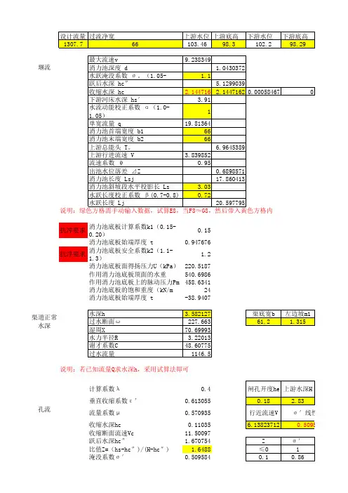 消力池深、长计算