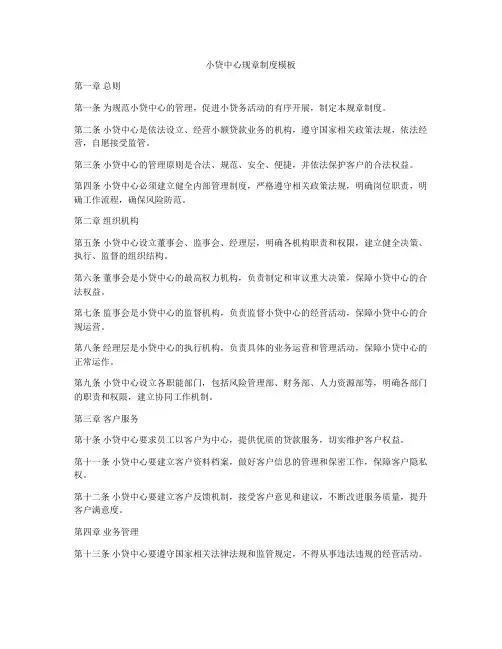 小贷中心规章制度模板