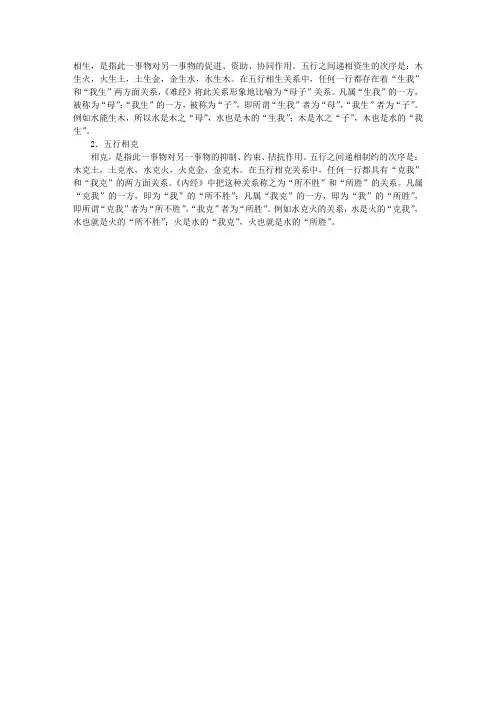 中医理论中医基础知识：五行相生相克