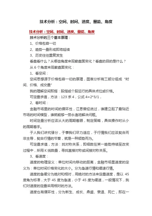 技术分析：空间、时间、速度、量能、角度