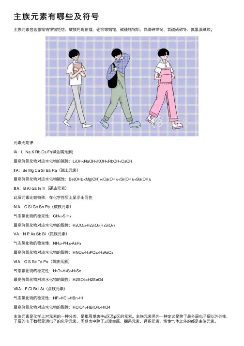 主族元素有哪些及符号