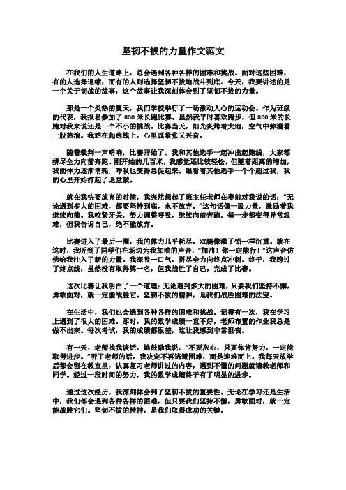 坚韧不拔的力量作文范文