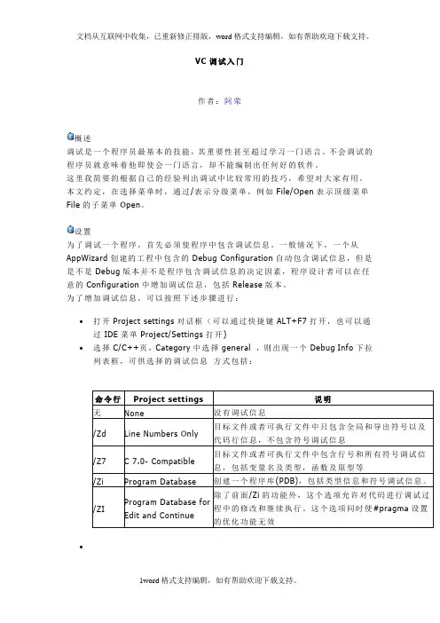 VC调试入门