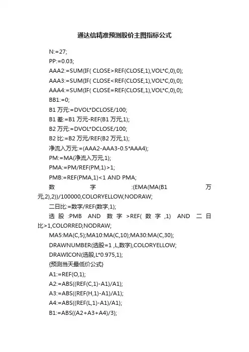 通达信精准预测股价主图指标公式