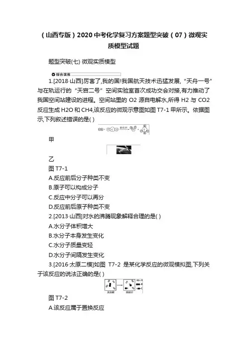（山西专版）2020中考化学复习方案题型突破（07）微观实质模型试题
