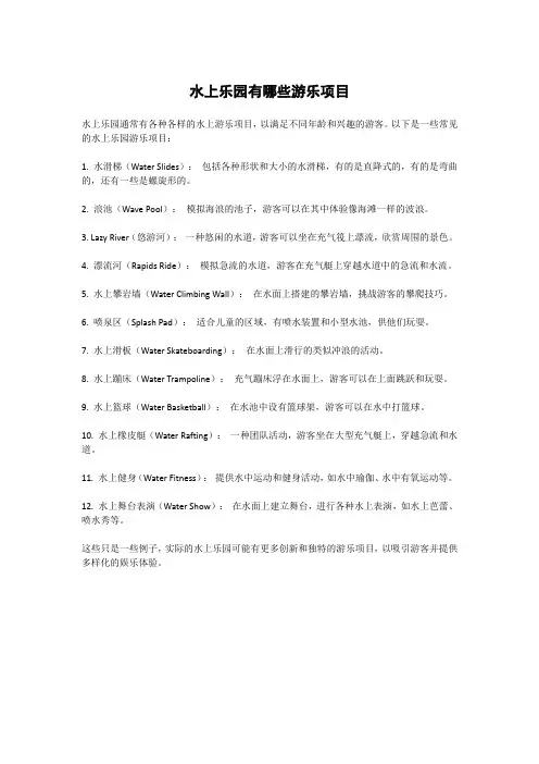 水上乐园有哪些游乐项目