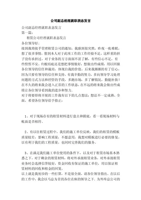 公司副总经理就职表态发言（新）