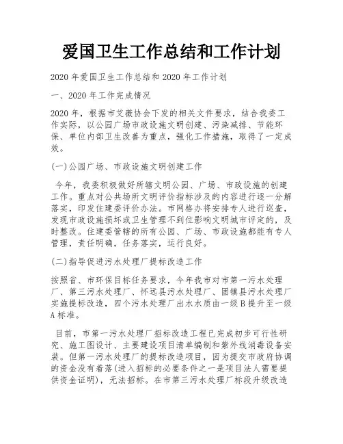 爱国卫生工作总结和工作计划