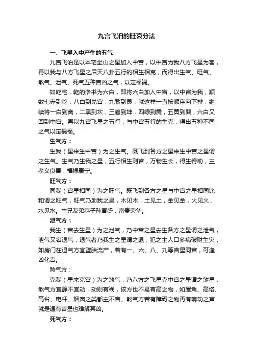 九宫飞泊的旺哀分法