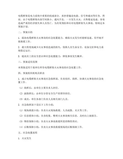 电缆桥架失火事故预案计划