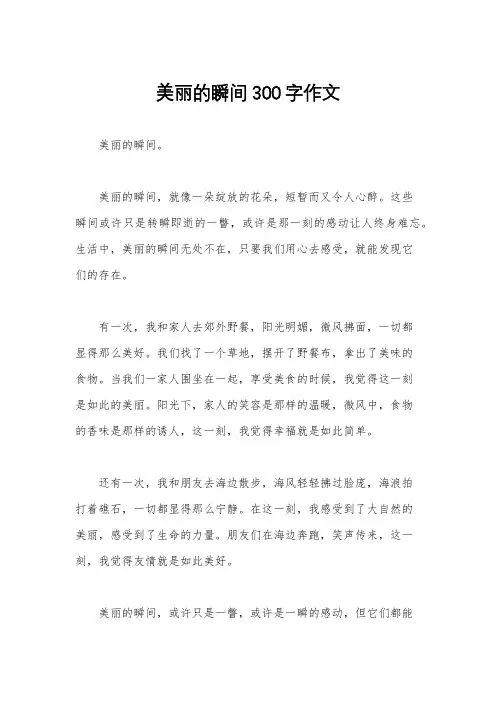 美丽的瞬间300字作文