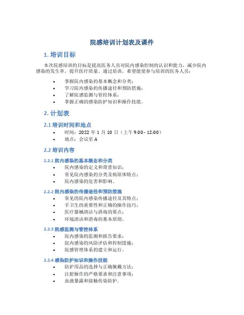 院感培训计划表及课件