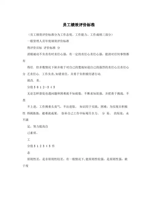 员工绩效评价标准