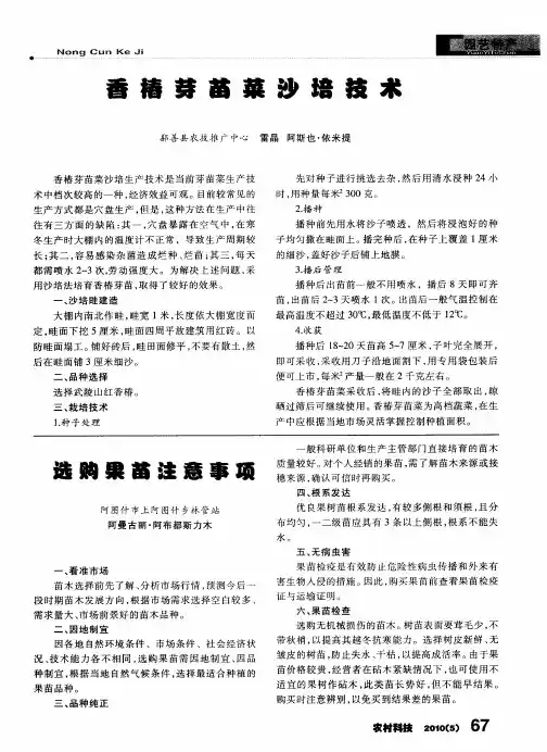 香椿芽苗菜沙培技术