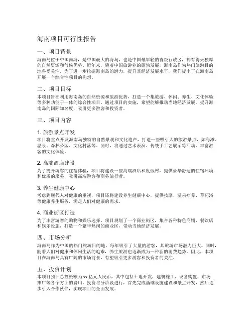 海南项目可行性报告