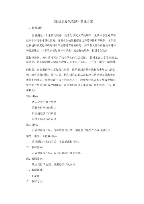 《别被流行风吹跑》教学设计
