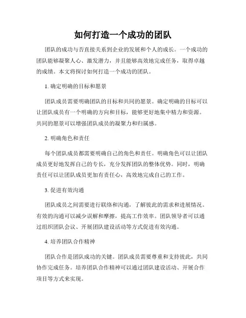 如何打造一个成功的团队