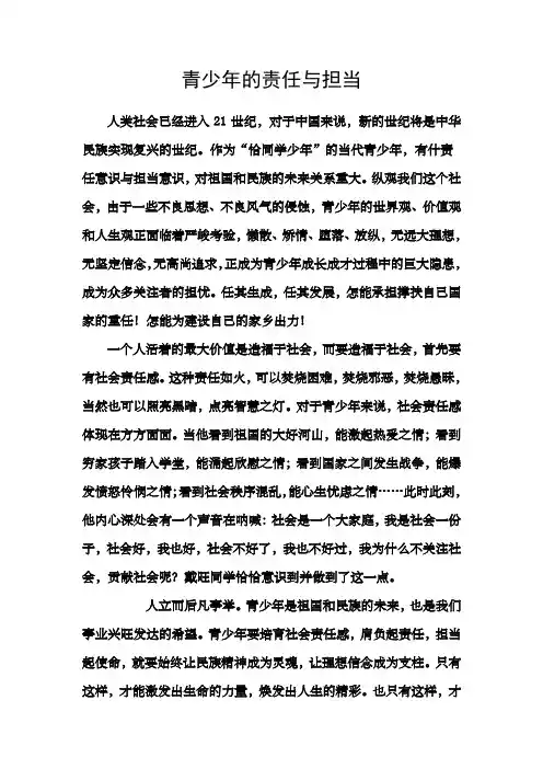 青少年的责任与担当