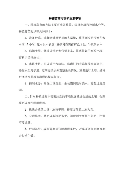 种蒜苗的方法和注意事项