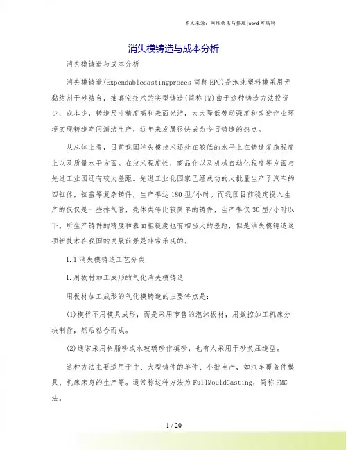 消失模铸造与成本分析