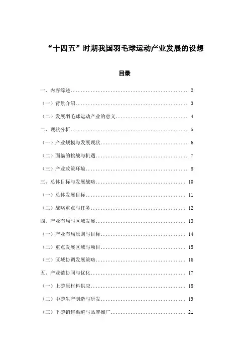 “十四五”时期我国羽毛球运动产业发展的设想
