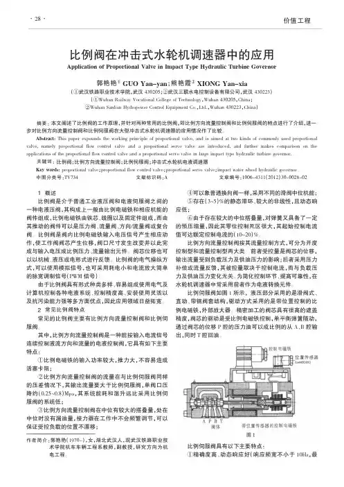比例阀在冲击式水轮机调速器中的应用