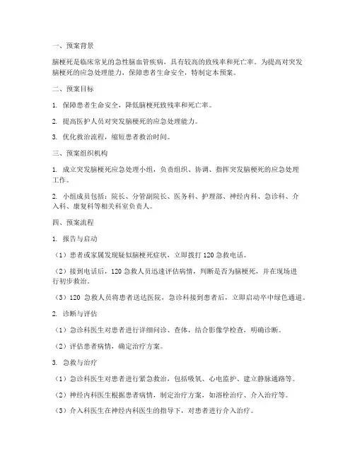 突发脑梗死的应急预案