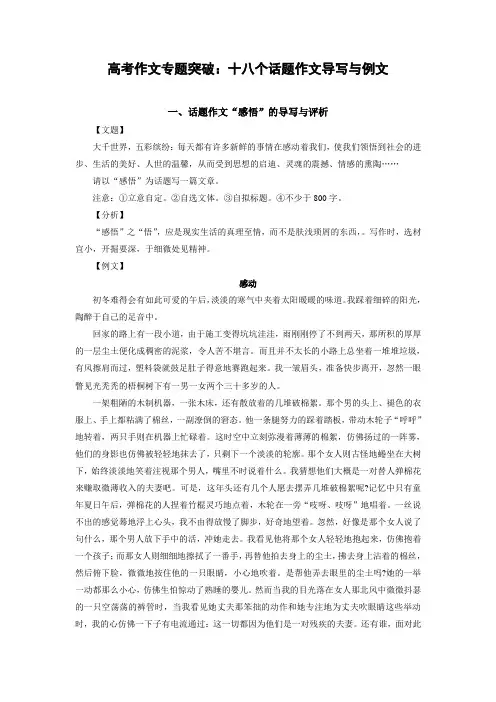 高考作文专题突破：十八个话题作文导写与例文