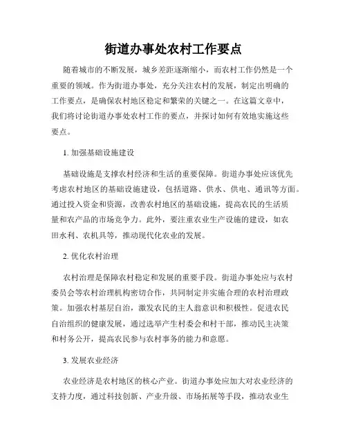 街道办事处农村工作要点