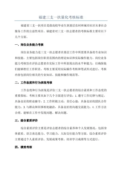 福建三支一扶量化考核标准