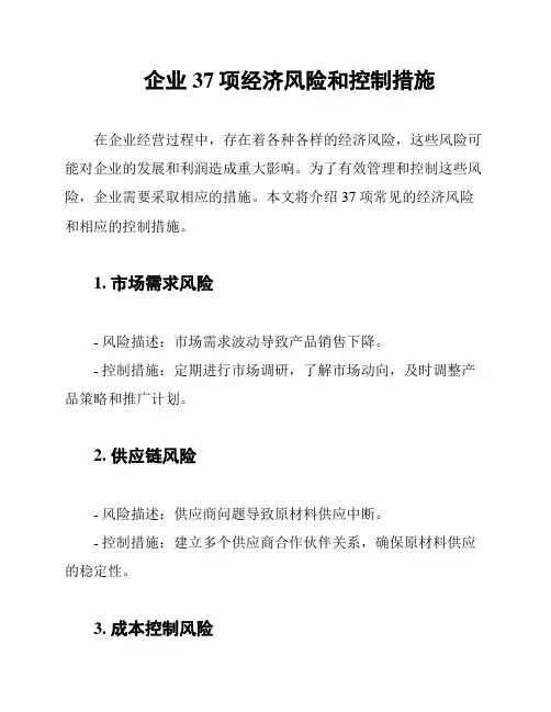 企业37项经济风险和控制措施