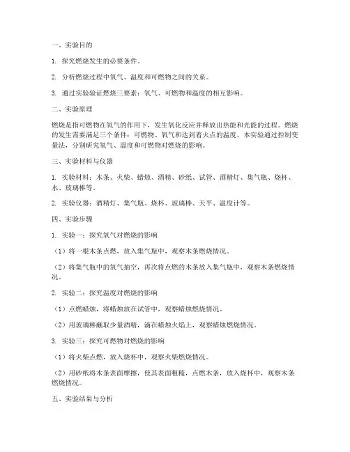 燃烧条件的实验报告