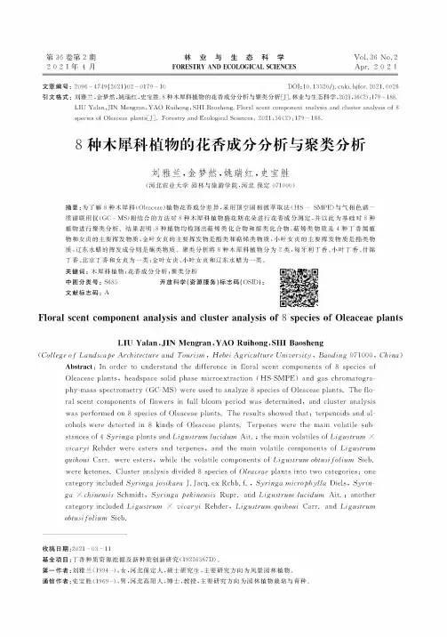 8种木犀科植物的花香成分分析与聚类分析