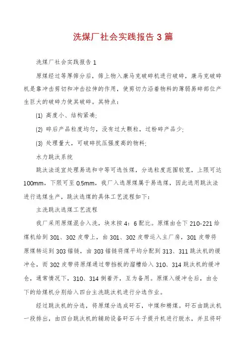 洗煤厂社会实践报告3篇