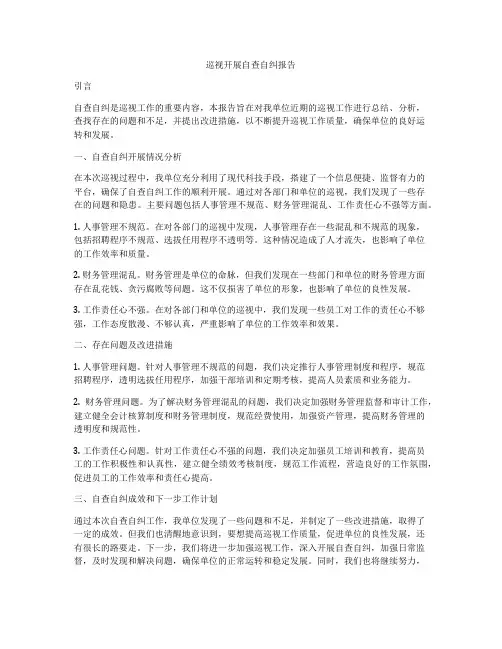 巡视开展自查自纠报告