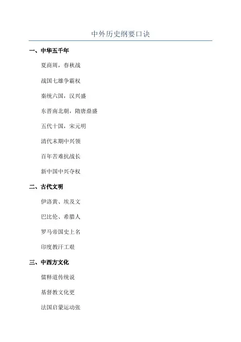 中外历史纲要口诀