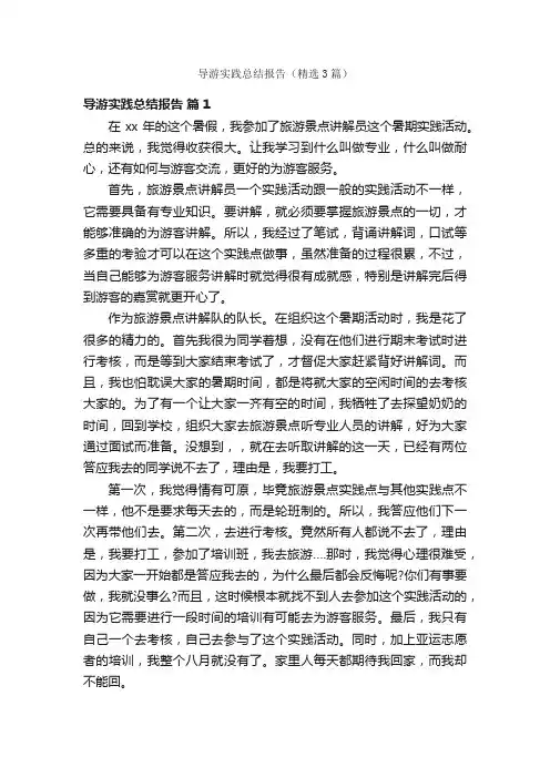 导游实践总结报告（精选3篇）