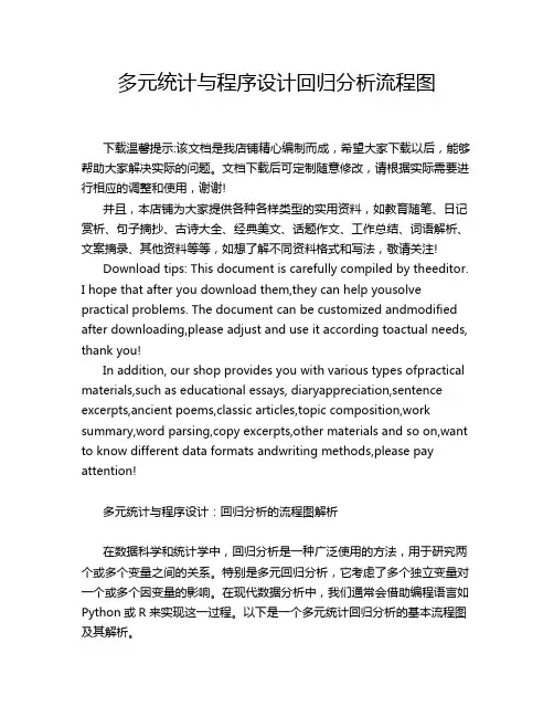 多元统计与程序设计回归分析流程图