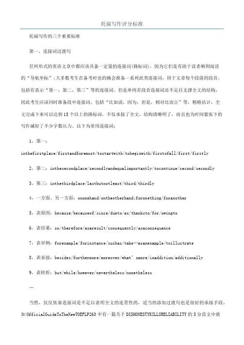 托福写作评分标准