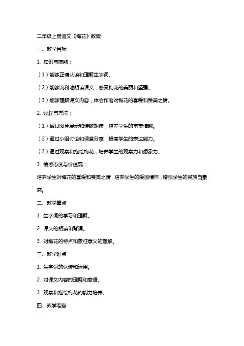二年级上册语文梅花教案