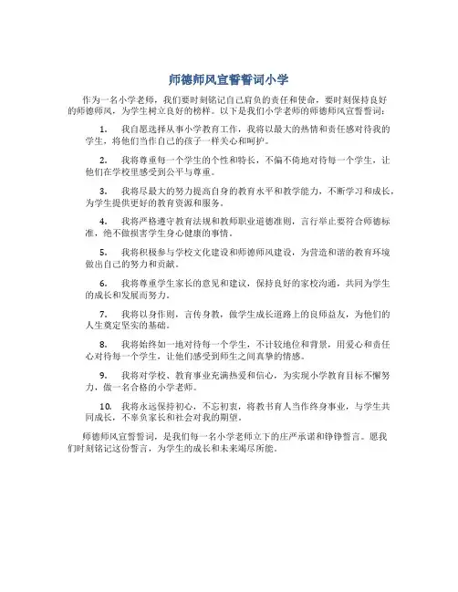 师德师风宣誓誓词小学(一)