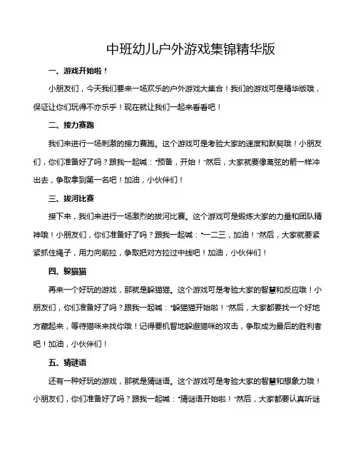 中班幼儿户外游戏集锦精华版