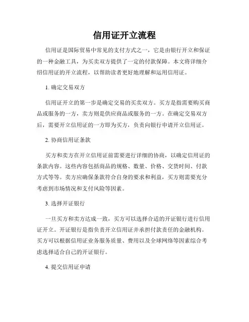 信用证开立流程