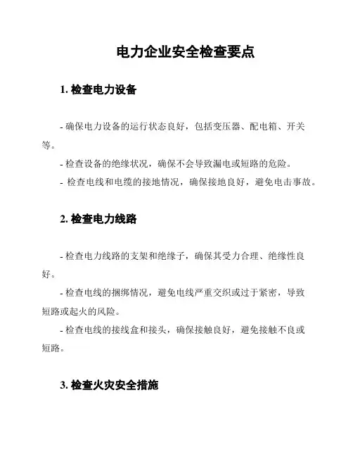 电力企业安全检查要点